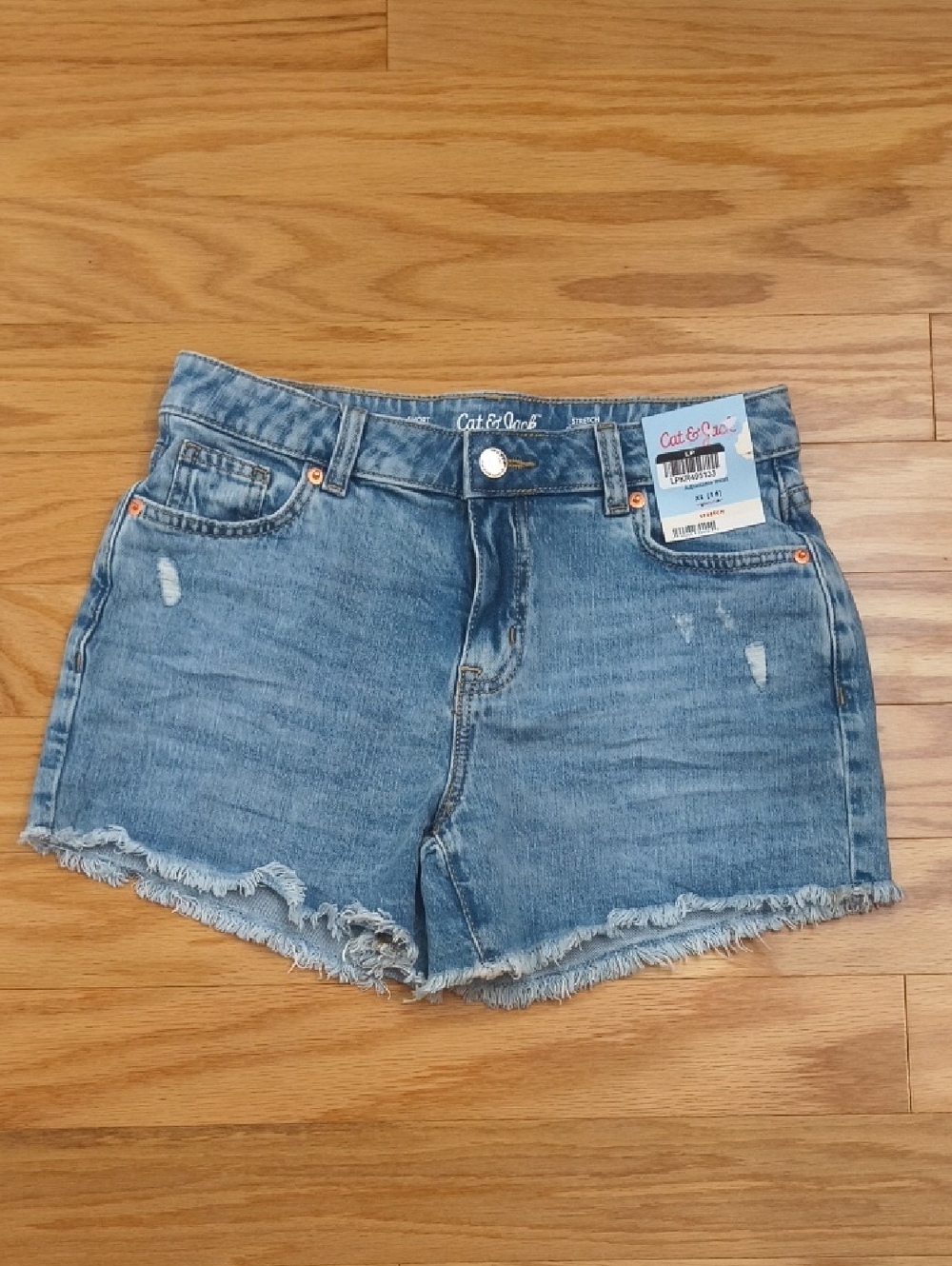 Cat & Jack Light Blue Frayed Hem Denim Shorts Size XL/14 NWT